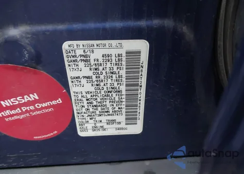 2018 Nissan Rogue Sv z USA, uszkodzony, nr VIN JN8AT2MT0JW487473